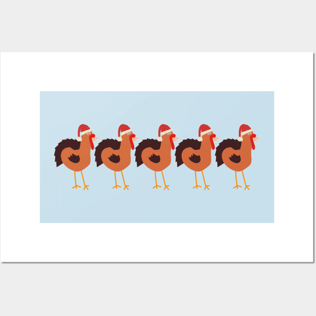 Thanksgiving and Christmas Turkey in Santa Hat Five Wall Art by ellenhenryart